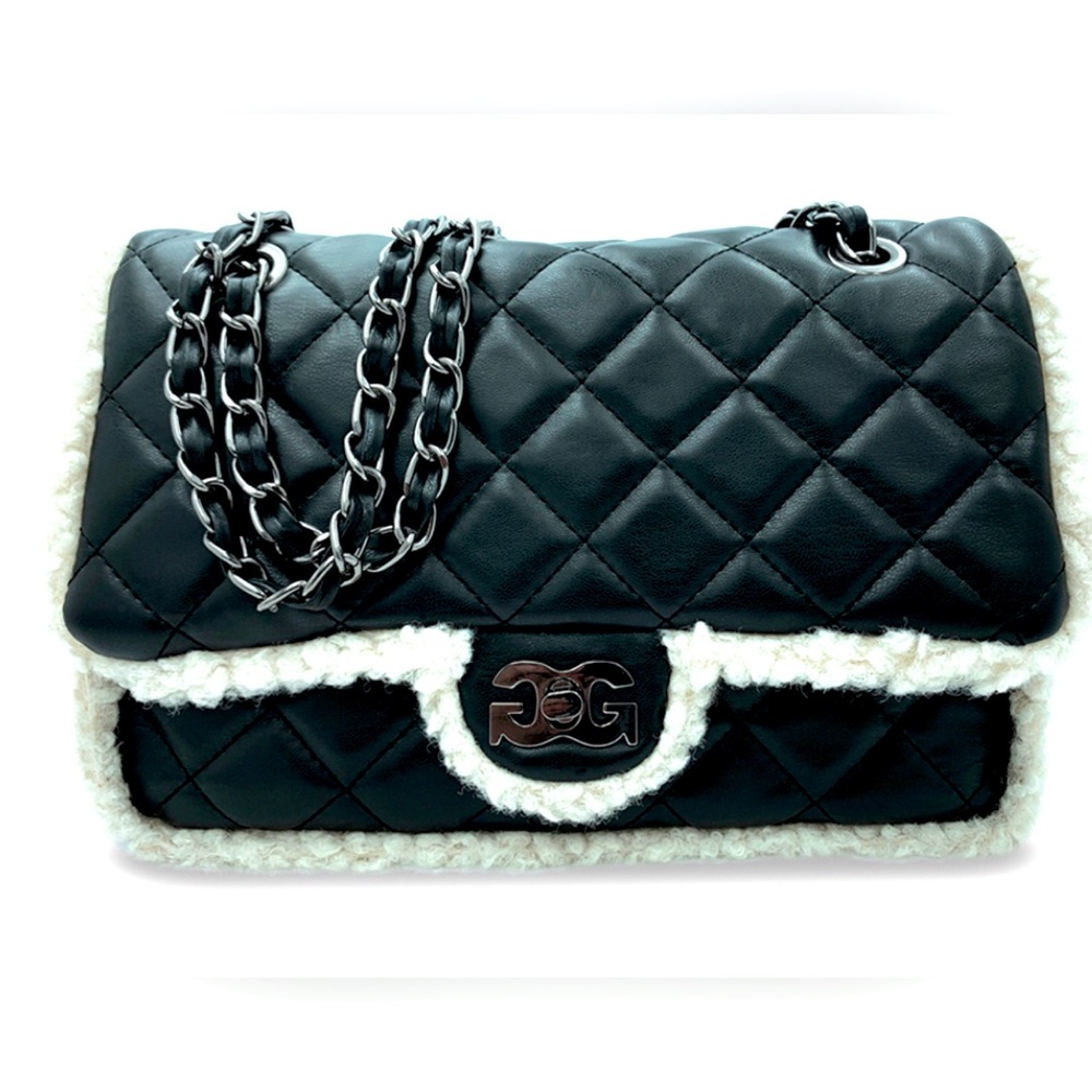 Brand New Gilda Paris Quilted Fur Bag (GGH-522 Black)